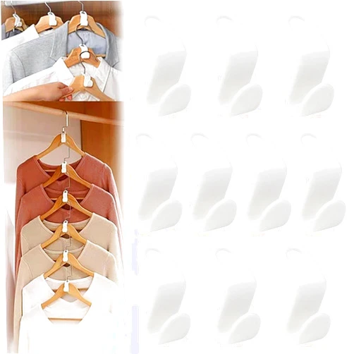 Lameft Space-Saving Clothes Hanger Connector Hooks,Space Saving Hangers 100 Pack,Coat Hanger Organizer,Coat Hooks,Clothes Hangers Plastic,Closet Hangers Space Saver,Closet Rod Extender (10pcs)