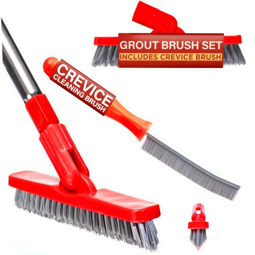 Fox Trot Grout Brush with Long Handle & Hard Bristle Crevice Cleaning Brush, Grout Cleaner for Tile Floors, Floor Scrubber for Tile Grout Line, Household Use, Multipurpose Gap Cleaning Tools by Foxtrot Living