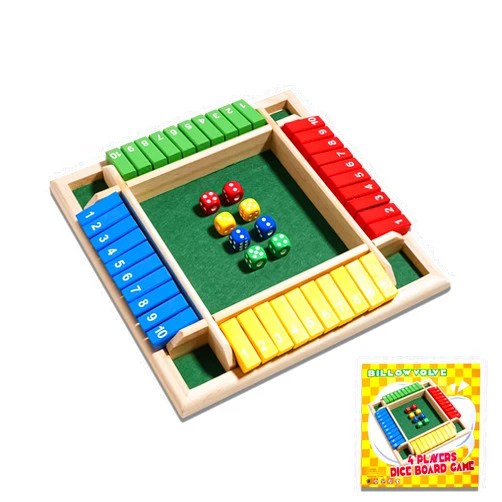 Billowvolve Shut The Box Dice Game 1-4 Players 10 Numbers Wooden Dice Game Traditional Bar Table Mat Game Enhances Math and Decision-Making Skills for Kids and Adults