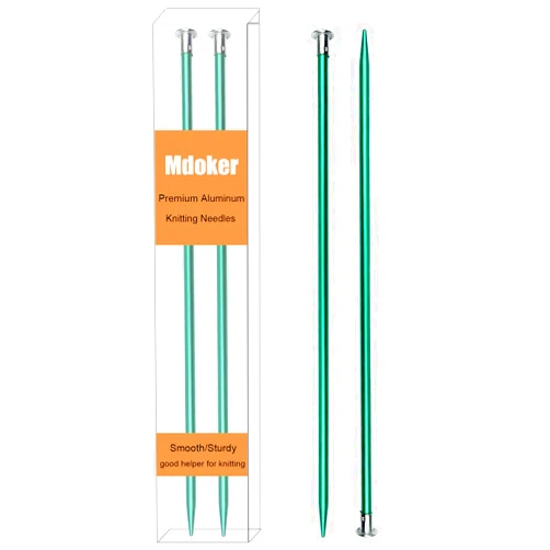Mdoker 13.8 Inch Aluminum Knitting Needles Colored Straight Single Pointed Metal Sweater Knitting Needle for DIY Knitting Projects,Size US 9(5.5mm)