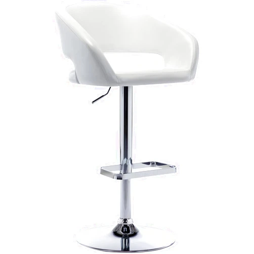 Vogue Furniture Direct Adjustable Bar Stool with Hollow Back and Arms, Modern PU Leather Swivel Barstool, Airlift Counter Height Bar Chair for Kitchen Dining Room (Pearl White)
