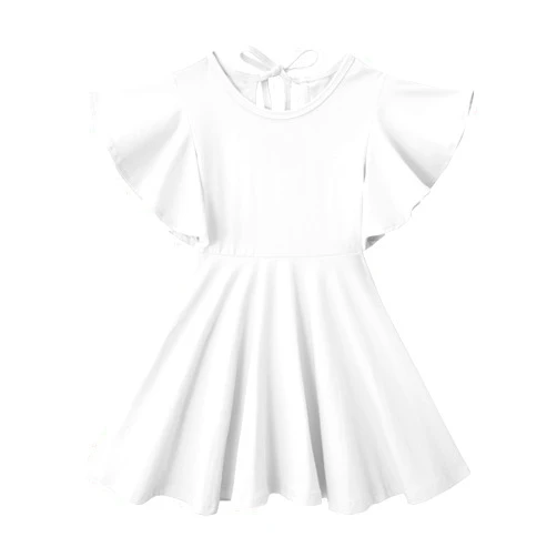 TWKIOUE Toddler Baby Girl Dress A-Line Flutter Sleeve Skater Casual Twirly Dresses