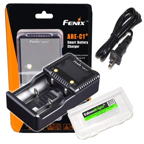 EdisonBright Fenix are-C1+ Plus Universal Smart Digital Display Battery Charger Battery Carry case
