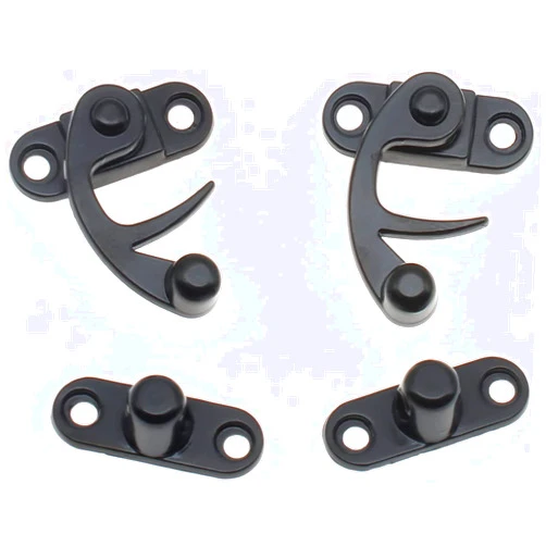OZXNO Antique Hook Hasp Latch 2-Pack Tone Swing Lock Clasp Zinc Alloy Left Hook Latch with Mounting Screws for Jewelry Box Cabinet Toolbox Suitcase (Black)