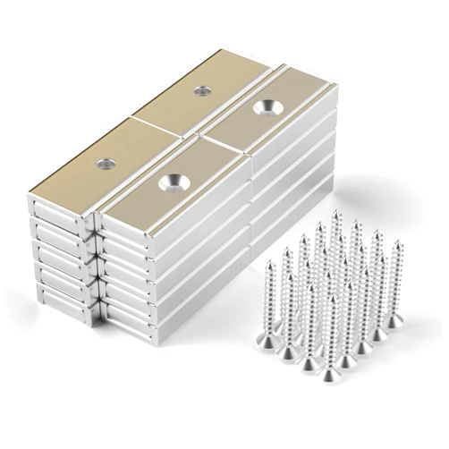 THCMagorilla Neodymium Rectangular Pot Magnets 35 lbs Pulling Force 30x13.5x5mm Pack of 20 with Countersunk Hole,Mounting Screws,Strong,Industrial Strength Rare Earth Magnets for Home, Workplace