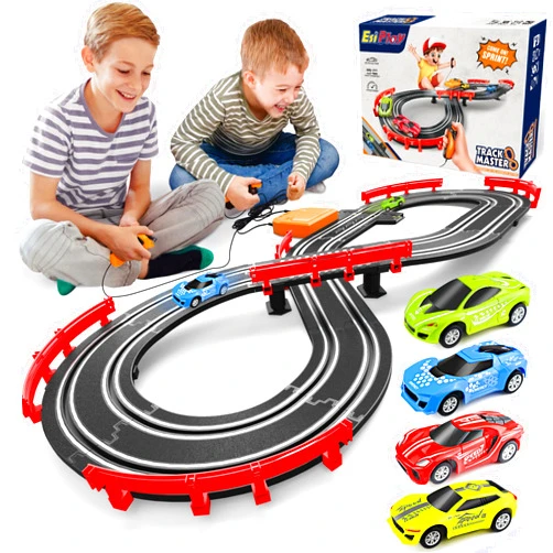 EsiPlay Slot Car Race Track Sets, Electric Boys Toys Race Car Track with 4 Slot Cars, 2 Controllers, Lap Counter, Gifts for Kids Age 3 4 5 6 7 8-12