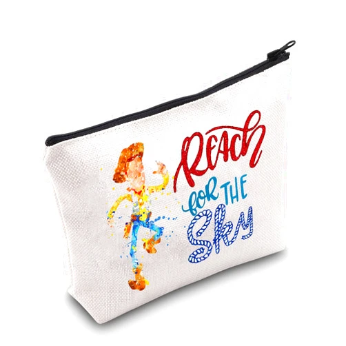 LEVLO Woody Quote Cosmetic Make Up Bag Toy Movie Fans Gift Reach For The Sky Makeup Zipper Pouch Bag (Reach For Sky)