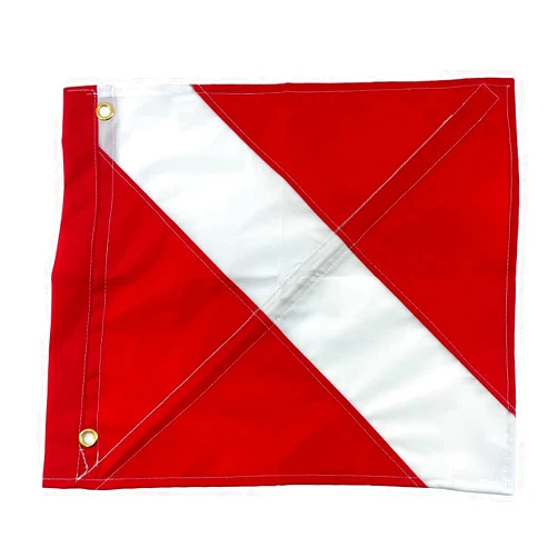 SPEARFISHING WORLD Dive Flag for Scuba Diving Spearfishing Use with Float, Buoy, Pole Diver Down 14 x 16 in Removable Stiffening Pole Support Rod Easy to Use