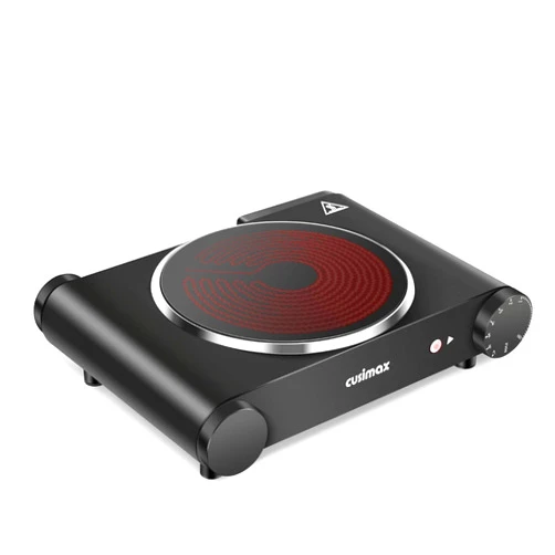 Cusimax Portable Electric Stove, 1200W Infrared Single Burner Heat-up In Seconds, 7 Inch Ceramic Glass Single Hot Plate Cooktop for Dorm Office Home Camp, Compatible w/All Cookware - Upgraded Version