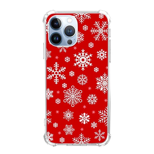 KatocZarl Christmas Snowflakes Pattern Phone Case Compatible with iPhone 13 Pro Max，Red Christmas Falling Snowflake Phone Case for Girls Women Men，TPU Bumper Cover Case for iPhone 13 Pro Max