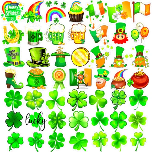 EGMBGM 49 PCS St. Patrick's Day Tattoos Stickers For Kids Women Men, 3D Green Shamrock Temporary Tattoos St Patricks Day Irish Party Favor, Saint Patricks Day Accessories Lucky Clover Tattoos Adults