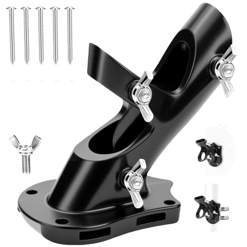 REERON Flag Pole Holder for Outside House, REERON 2-Positions Metal Flagpole Bracket Mounts, 1