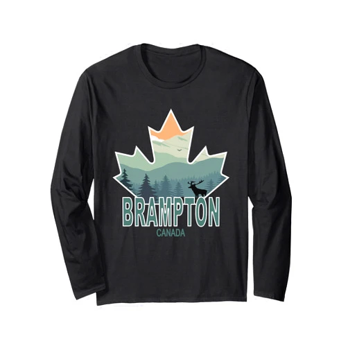 Canadian flag wilderness apparel Bramton, Ontario, Canada Long Sleeve T-Shirt