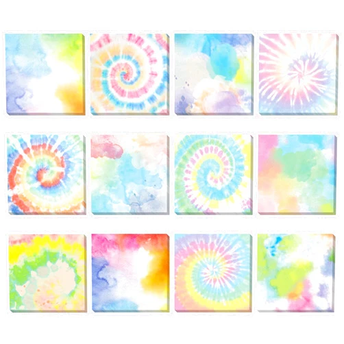 Eaasty 12 Pcs Rainbow Tie Dye Sticky Notes Cute Colored Sticky Paper Fun Pastel Art Party Self Adhesive Notepads for Kids Girls School Office Gay Pride Party Supplies, 30 Sheets Each (3 x 3 Inch)
