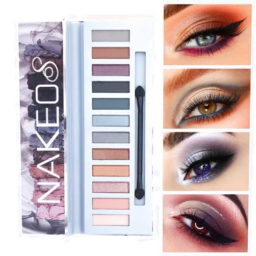 ENGBO 12 Color Eyeshadow Palette - Metallic Shimmer and Matte - Long Lasting, Highly Pigmented, Cruelty-Free, Vegan - Great for Travel & Everyday Use, Black