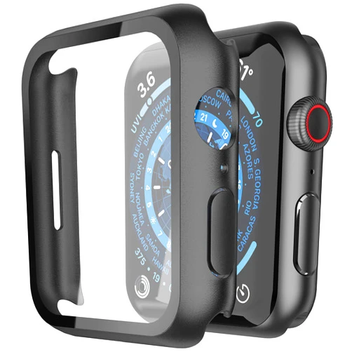 Roity [2 Pack] Roity 41mm Case Built in Tempered Glass Screen Protector Compatible for Apple Watch Series 8 Series 7 41mm, Ultra-Thin Shockproof Hard PC Full Protective Cover for iWatch, Black