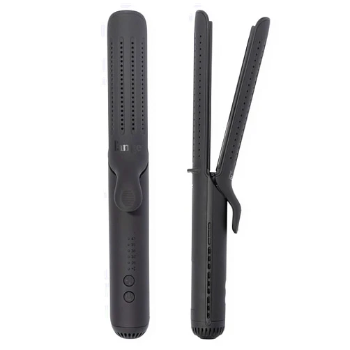 L'ANGE HAIR Le Duo Standard 360° Airflow Styler | 2-in-1 Curling Wand & Titanium Flat Iron Hair Straightener | Professional Hair Curler with Cooling Air Vents | Dual Voltage & Adjustable Temp (Black)
