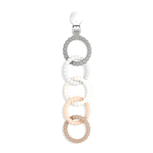 Ryan & Rose Cutie Clinks Attachable Teether Chew Toy for Babies (Neutral)