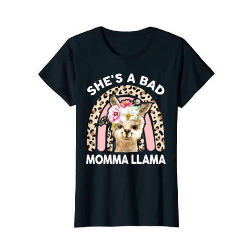 She's a Bad Momma Llama Shirt Mama Llama Gift Womens She's a Bad Momma Llama TShirt Mothers Day Gifts Mama Llama T-Shirt