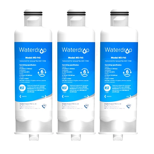Waterdrop DA97-17376B Replacement for Samsung® HAF-QIN/EXP, DA97-08006C, RF28R7201SR, RF28R7351SG, WD-F45, Refrigerator Water Filter, 3 Filters