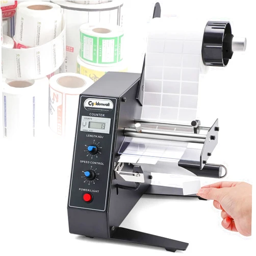 CGOLDENWALL Automatic Label Dispenser Sticker Roll Dispenser for Logistics Office Home, 1-8m/min Speed Adjustable, Length 0.12-5.9