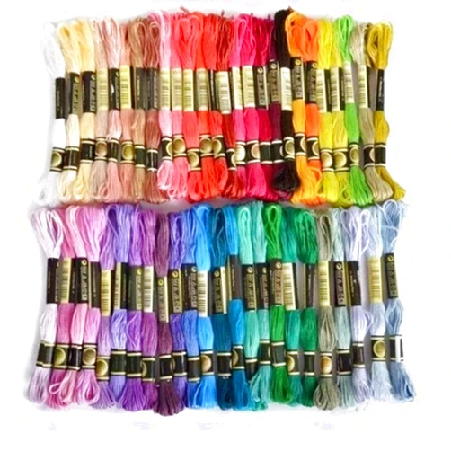 HWTCE Embroidery Floss Colorful 50 Skeins Per Pack Crafts Floss Cross Stitch Threads Cotton Thread Floss Bracelet Yarn Accessory,15 Colors