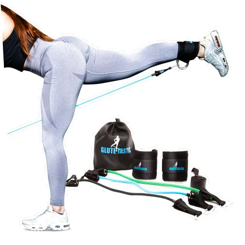 Core Prodigy Glute-Tastic - Ankle Kickback Strap with Resistance Bands for Butt & Hip Exercises