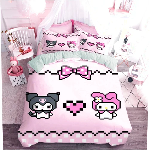 JKCOAP Anime Duvet Cover Set Queen Size, Cartoon Bedding Set - 3-Piece with Zipper, Comforter Cover Set for Teens Boys Kids Girls, 1 Duvet Cover and 2 Pillowcase