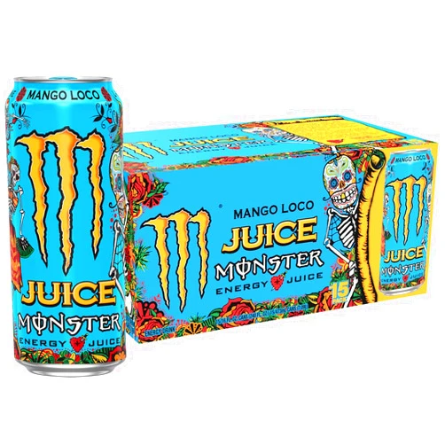 Monster Energy Juice Monster Mango Loco, Energy + Juice, Energy Drink, 16 Ounce (Pack of 15)