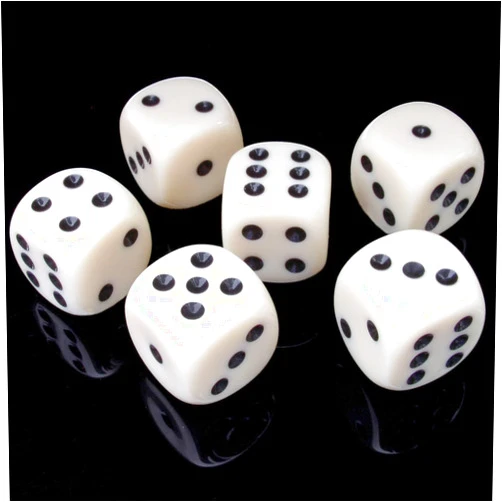 IFAMIO 50 Pack 16MM White Dice Set Acrylic Rounded Six Sided D6 Dice Cubes with Black Pips Dots for Board Games, Parties, Fun, DIY