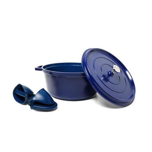 PHANTOM CHEF 4.2 QT Dutch Oven Topf mit Deckel,Antihaft-Keramikbeschichtung,mit zwei Griffen und Griffabdeckungen,PTFE- und PFOA-frei,Induktionskompatibel,leicht zu reinigen (4.2 QT, marineblau)