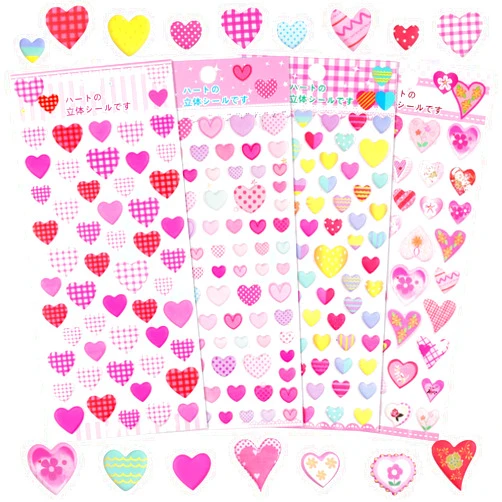 SHANGRLA Puffy Heart Stickers for Kids Crafts,3D Valentines Day Sticker Sheets for Cards, Envelopes, Gifts Decor - Small Mini Foam Hearts Shape in Pink, Red,Self Adhesive 250 PCS