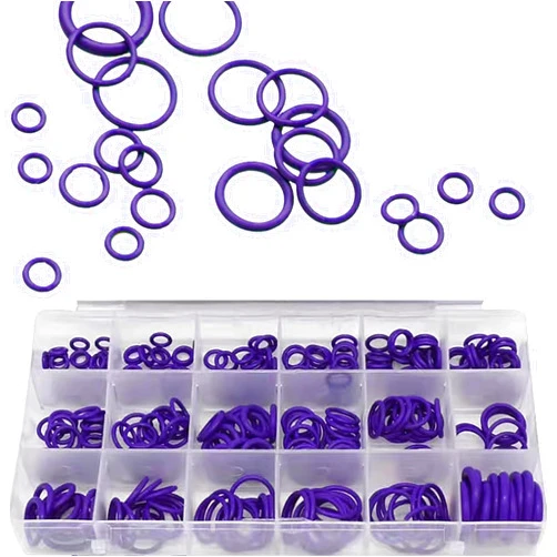Slykew 270 Packs Car O Shape Rings, Rubber Gasket Kit, Waterproof Classification Kit, Washer with Plastic Box, Automotive Repair Parts, Universal for Most Cars, Trucks (Purple #01)