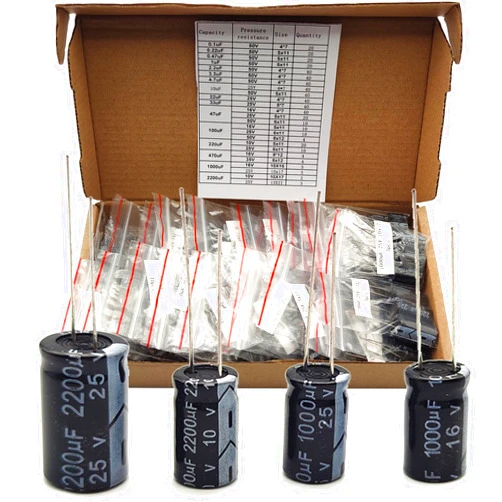 Minidodoca Capacitors 25 Values 504Pcs 0.1uF－2200uF Assortment Kit, Minidodoca 10V/16V/25V/35V/50V Aluminum Electrolytic Capacitors Kit for Arduino,TV, LCD Monitor, Radio, Stereo, Game
