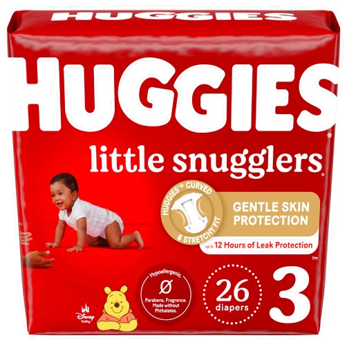 HUGGIES Baby Diapers Size 3 (16-28 lbs), 26ct, Huggies Little Snugglers