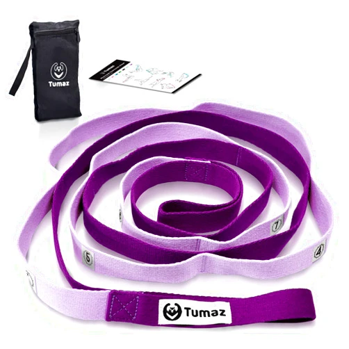 Tumaz Stretching Strap - 12 Loops & Non-Elastic Yoga Strap - The Perfect Home Workout Stretch Strap for Physical Therapy, Yoga, Pilates, Flexibility - [Extra Thick, Durable, Soft]