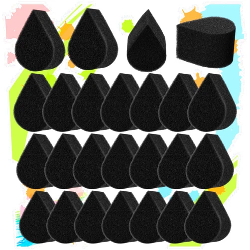 BNJZWJJ 25 Pcs Face Paint Sponges for Kids and Adults Face Painting, Water Droplet Shape Face Makeup Use Paint Sponges, Black Face Painting Kit Professional for Valentine's Day Gifts, Halloween Make Up Supply