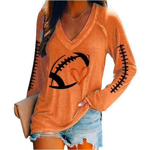 Generic Game Day Sweatshirt Women's Football Graphic Long Sleeve Shirt Football Season Casual Hoodie