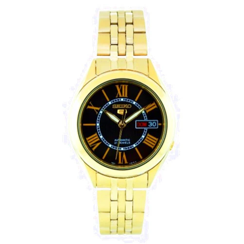 Seiko Men's SNKL40 Gold Plated Stainless Steel Analog with Black Dial Watch