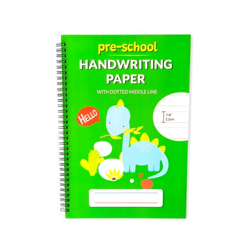 Learning Owl A4 Handwriting Practice Paper Notebook for Kids – Spiral Bind, Lined Paper with Dotted Midline for Preschool, Pre-K, Kindergarten - 100 Thick Ruled Pages for Alphabet and Number Writing