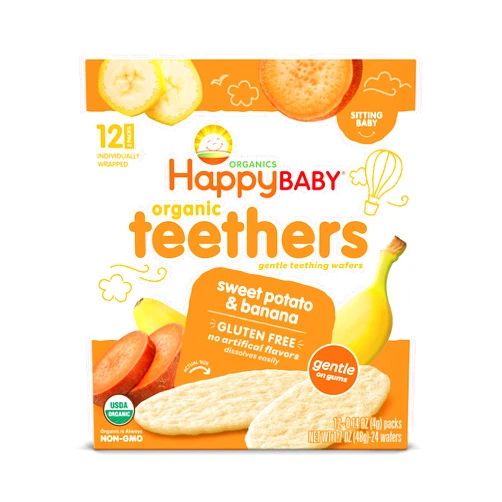 Happy Baby Organics Teether, Banana & Sweet Potato, 12 Count (Pack of 6) Banana Sweet Potato