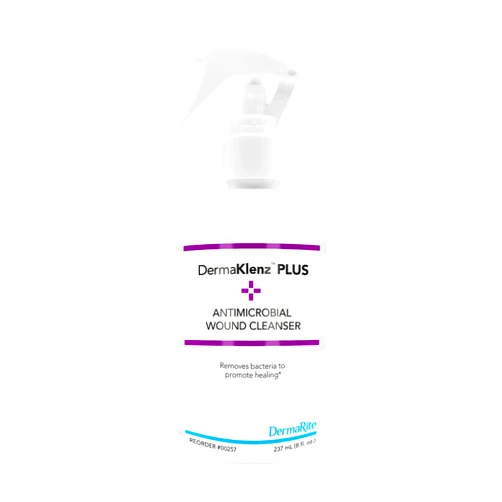 DermaRite's DermaKlenz PLUS Wound Cleanser - Rinse-Free Gentle Cleansing, Helps Clear Wound Debris, Promotes Healing with HOCL - Spray Bottle, 8 oz., 1 Count