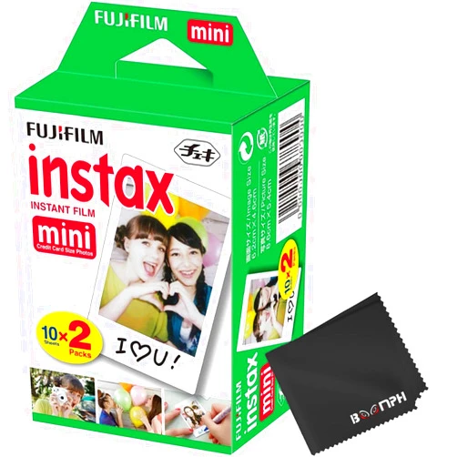 Fujifilm Instax Mini Instant Camera Film: 20 Shoots Total, (10 Sheets x 2) - Capture Memories Anytime, Anywhere - Boomph's Comprehensive Ultimate Performance Cloth Solution for Perfect Picture Quality