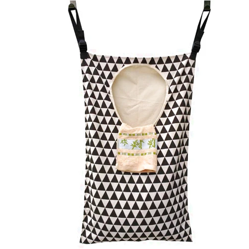 Amlrt Adjustable Space Saving Door Hanging Laundry Hamper Bag with Stainless Steel Hooks