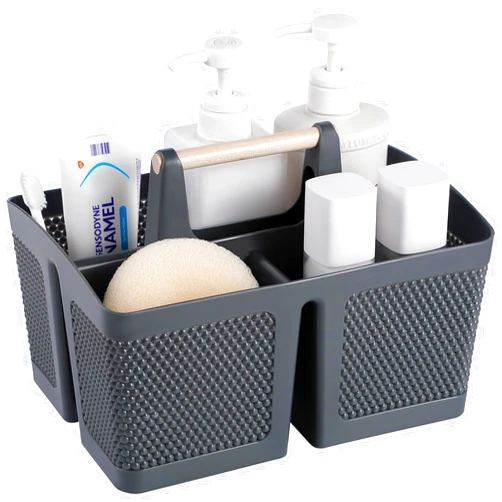 rejomiik Portable Shower Caddy Basket Plastic Cleaning Caddy Organizer Storage Tote with Handle for Bathroom, College, Dorm Room Essentials, Grey