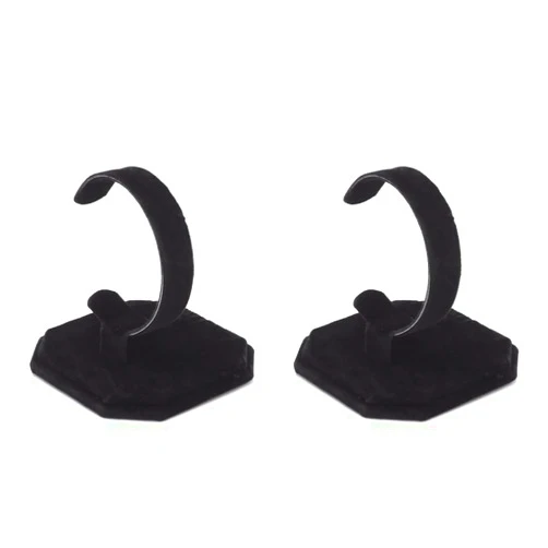 lasenersm 2 Pieces Watch Display Stand Velvet Wrist Watch Display Holder C Type Bracelet Display Rack Bracelet Display Stand Watch Holder Stand Watch Display Rack Jewelry Display Stand, Black