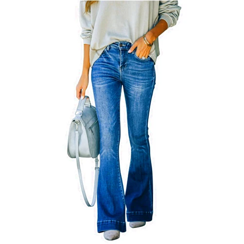 KUNMI Women's Flare Bell Bottom Jeans High Waisted Wide Leg Bootcut Jeans Stretchy Denim Pants