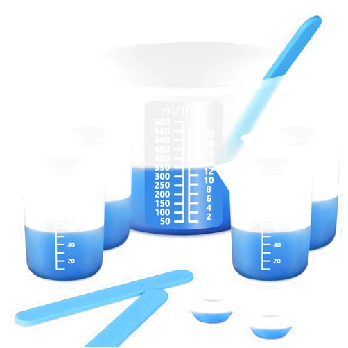 KISREL Silicone Measuring Cups for Resin, Resin Supplies with 600&100ml Silicone Cups, Resin Mixing Cups, Silicone Stir Sticks, Epoxy Mixing Cup