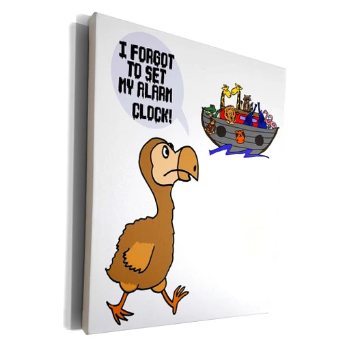 3dRose Museum Grade Canvas Wrap - Funny Cute Dodo Bird Misses the Boat Noahs Ark Alarm Clock Cartoon Funny