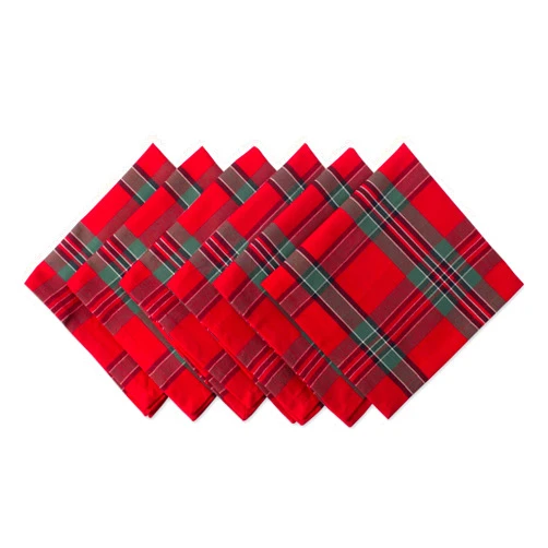 DII Farmhouse Christmas Plaid Dining Table & Kitchen Décor, Holiday Napkin Set, 18X18, Red & Green, 6 Count